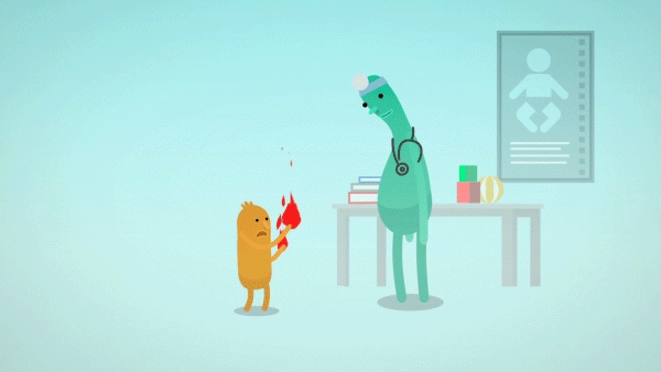 Motion-Graphic-Animation mit zwei Figuren beim Arzt