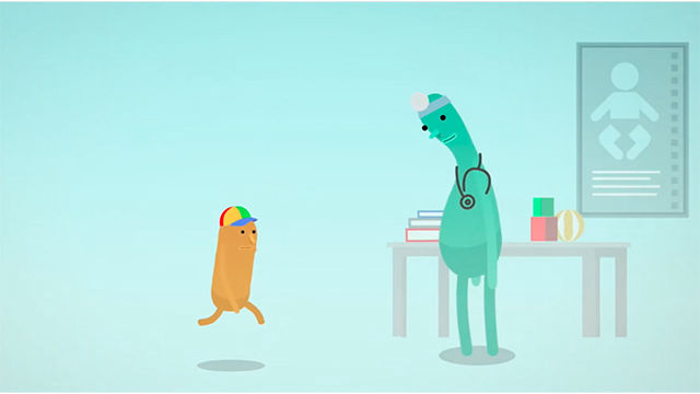 Motion-Graphic-Still: ein Kind kommt zum Arzt